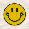 Smiley Mittelfinger Aufnäher gelb, runder Aufnäher, Bügelpatch