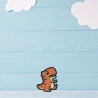 Orange Dinosaurier Patch, zum aufbügeln oder aufnähen, 7.5 cm, gestickte Applikation