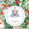 Personalisierte Weihnachtskugel Baby, Erstes Weihnachten 2025, Bär Design, 7 cm, Individuell mit Name, Blau