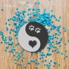 Yin Yang Patch: Gesticktes Herz & Pfoten Design (7.5 cm)