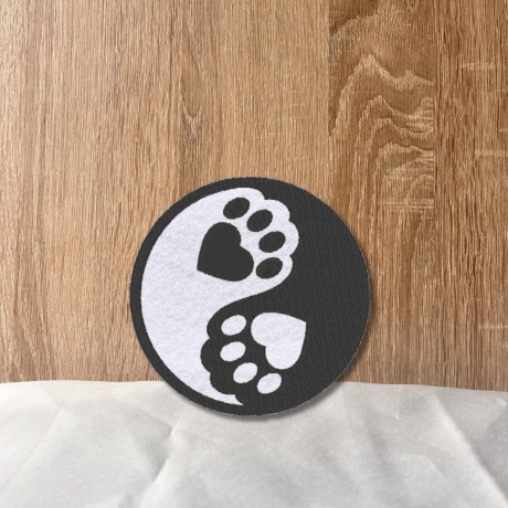 Pet Lover Patch, Hund und Katze Yin-Yang, Black & White