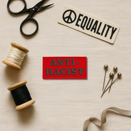 Politischer Aufnäher | Antirassistische gestickte Applikation zum Aufbügeln, 9 cm