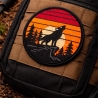Outdoor Aufnäher Wolf, bestickt, Retro Sonnenuntergang, nature stickerei