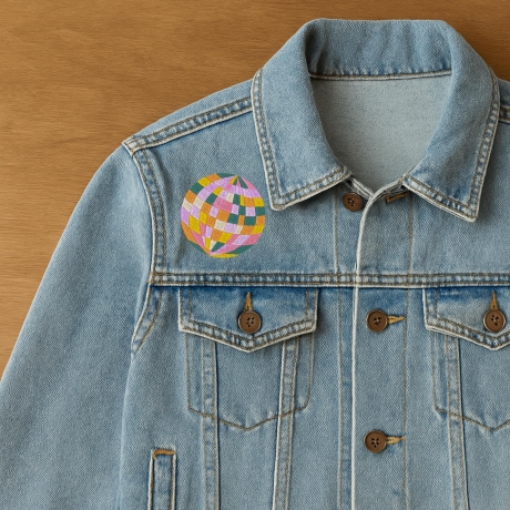 Retro Aufnäher | Disco Kugel Applikation | Bügelbild | 6 cm Stickpatch