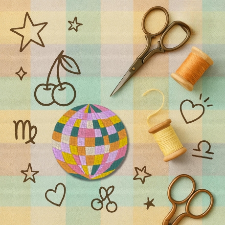 Retro Aufnäher | Disco Kugel Applikation | Bügelbild | 6 cm Stickpatch