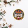 Nussknacker Aufnäher – 9 cm runder Weihnachts-Aufnäher | Festliche Stickerei blau & gold