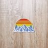 Retro Berg Aufnäher, orange Sonnenuntergang, gestickter Natur Aufnäher