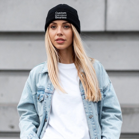 Individuell bestickte Mütze, personalisierte Fold over Hat mit Text oder Logo, Small Business Logo