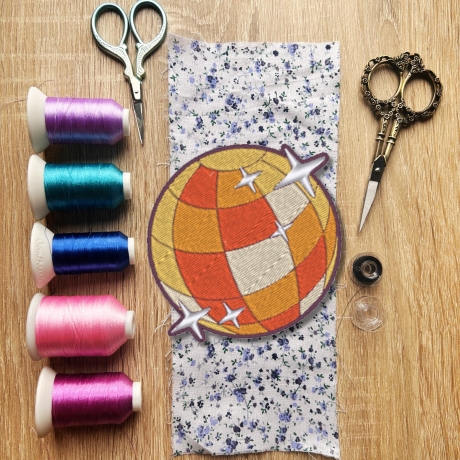 Retro Aufnäher | Diskokugel | Bestickte 70s Style Applikation (7 cm)