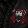 Großer Totenkopf Biker Patch – 10 x 12 cm | Totenkopf Aufnäher rot schwarz | Motorrad Rocker Style
