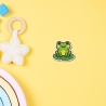 Frosch-Aufnäher gestickt, grüner Aufnäher 6 cm, Seerosenblatt-Bügelbild