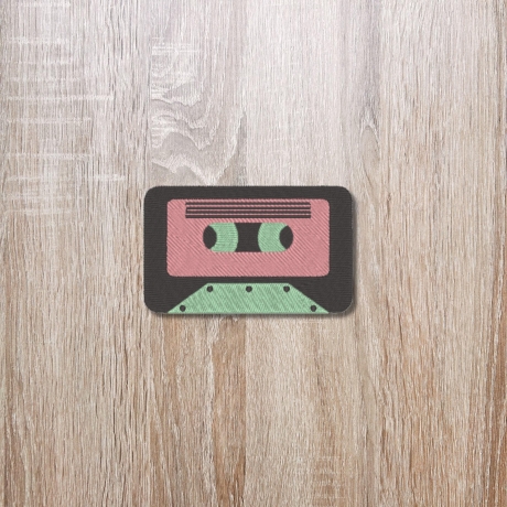 Retro Aufnäher: Kassette 80er Jahre Mixtape Stickapplikation