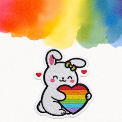 LGBTQ+ Bunny Pride Patch 9 cm, gesticktes Accessoire zum Aufnähen oder Aufbügeln