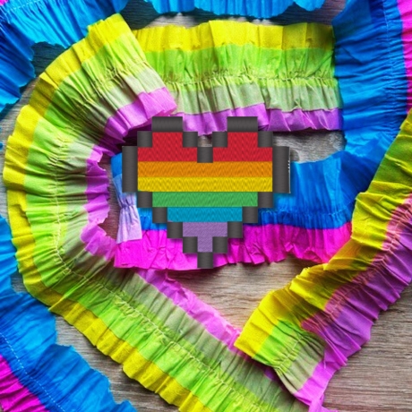 Pride Aufnäher: Rainbow Pixel Heart Aufnäher - 5 cm