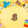 Orange Dinosaurier Patch, zum aufbügeln oder aufnähen, 7.5 cm, gestickte Applikation