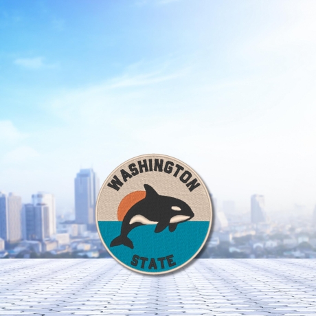 Travel Aufnäher | Washington State Orca | Andenken, Los Angeles Geschenk | Aufbügeln