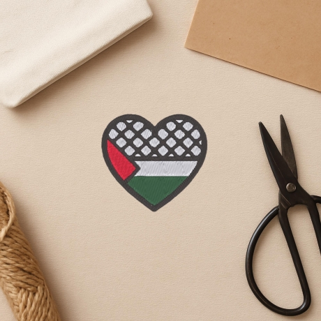 Palästina Patch – Palästina Herz – 6 cm – Keffiyeh & Flagge, Rot Weiß Grün