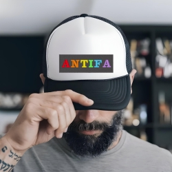 ANTIFA Aufnäher – 9 cm | Regenbogen oder Rot auf Schwarz | Bügelbild Applikation