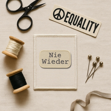 Nie wieder Patch: Politisches Aufbügler, gestickte Applikation