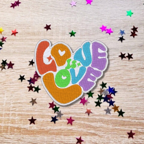 Pride Aufnäher | Liebe Herz Retro gestickte Applikation | Aufbügeln | 8,5cm