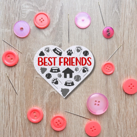 Dog Lover Patch, BFF Herz, gestickt, 9 cm Rot & Schwarz