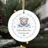 Personalisierte Weihnachtskugel Baby, Erstes Weihnachten 2025, Bär Design, 7 cm, Individuell mit Name, Blau