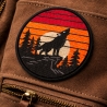 Outdoor Aufnäher Wolf, bestickt, Retro Sonnenuntergang, nature stickerei