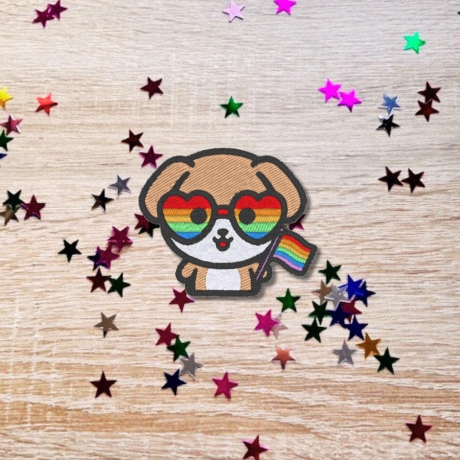 Pride Aufnäher – Bestickter Corgis LGBTQ+ Aufnäher, Regenbogen Flagge