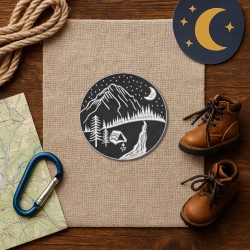 Camping Patch: Berg Zelt Motiv Bügelbild