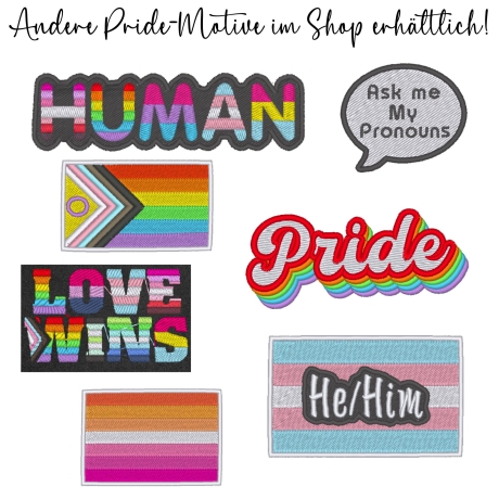 Pride Herz Patch gestickter Regenbogen, kleines Bügelbild queer merch