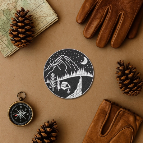 Camping Patch: Berg Zelt Motiv Bügelbild