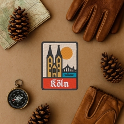 Köln Travel Patch - 9 cm Gesticktes Souvenir Abzeichen von Dom, Brücke und Fluss