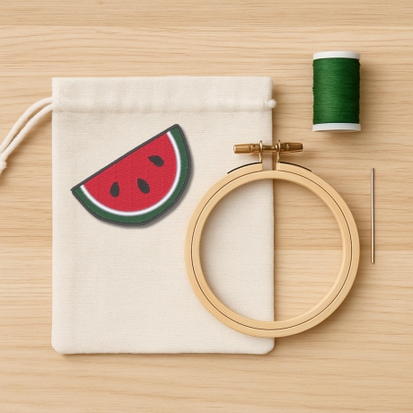 Watermelon Patch gestickt, 6 cm, rot grün weiss, handgemacht