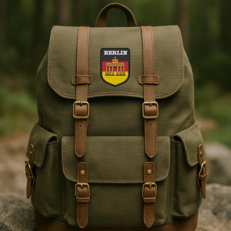 Travel Aufnäher |Berlin Aufnäher Brandenburger Tor | 8 cm Stickpatch | Rot Schwarz Gelb