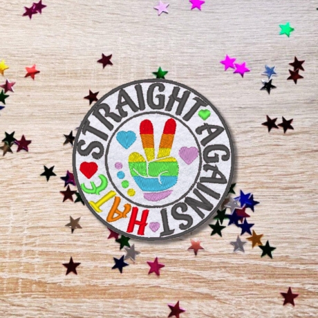 Pride Aufnäher – Rundes LGBTQ+ Aufnäher mit Peace-Zeichen, Regenbogen