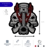 Großer Totenkopf Biker Patch –22 x 24 cm | Totenkopf Aufnäher rot schwarz | Motorrad Rocker Style