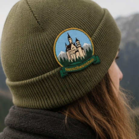 Neuschwanstein Aufnäher | Deutschland Reise Aufnäher | Schloss Neuschwanstein Stickpatch | Bayern Souvenir Aufnäher | Wander & Travel-Abzeichen