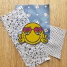 Retro Aufnäher | Gestickter Peace Smiley | 70s Sonnenbrille, Palmen (7 cm)