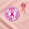 Breast Cancer Patch, Pink Ribbon Hope Fight Believe, 9cm Round