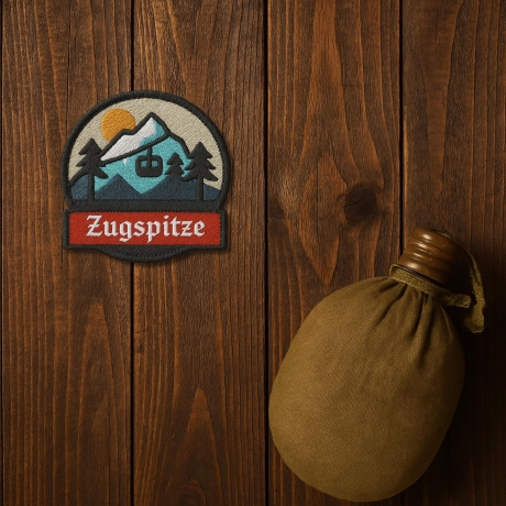 Zugspitze Aufnäher – Gestickter Berg Aufnäher, Deutschland Souvenir (ca. 8 cm) Filz Polyester Bestickt