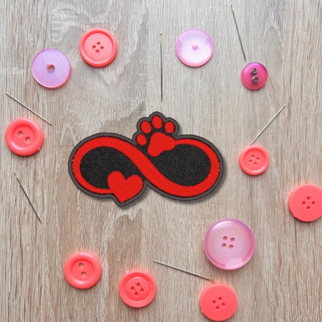 Paw Heart Infinity Gestickter Aufnäher - Anpassbare Farben