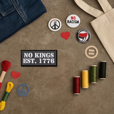Kein Kings Aufnäher – Politischer Aufnäher | 8cm | schwarz & weiß