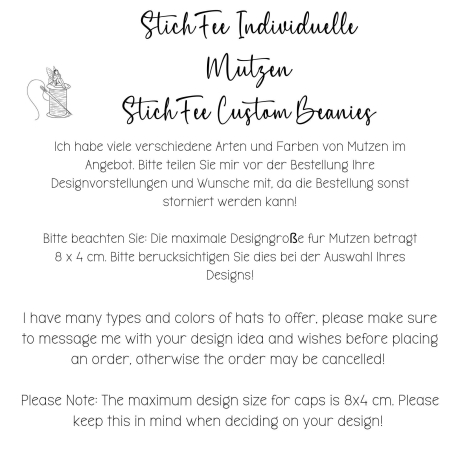 Individuell bestickte Mütze, personalisierte Fold over Hat mit Text oder Logo, Small Business Logo