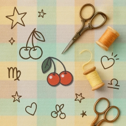 Retro Patch Kirschen– Stickpatch in Wunschgröße | Vintage, Rockabilly, Frucht