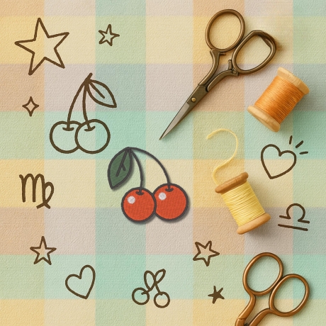 Retro Patch Kirschen– Stickpatch in Wunschgröße | Vintage, Rockabilly, Frucht