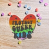 Pride Aufnäher: Protect Queer Kids | Regenbogen Herz gestickte LGBTQ + Applikation