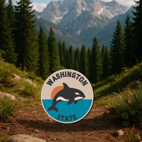 Travel Aufnäher | Washington State Orca | Andenken, Los Angeles Geschenk | Aufbügeln