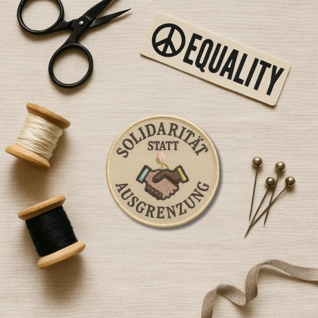 Solidarity Patch - Runder Stickaufnäher 7,5cm - Beige