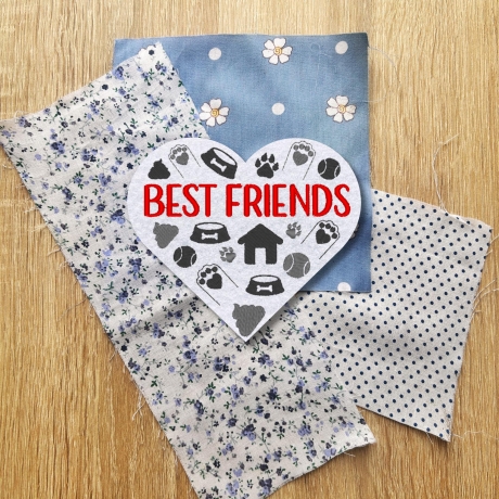 Dog Lover Patch, BFF Herz, gestickt, 9 cm Rot & Schwarz