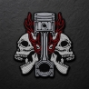 Großer Totenkopf Biker Patch –22 x 24 cm | Totenkopf Aufnäher rot schwarz | Motorrad Rocker Style